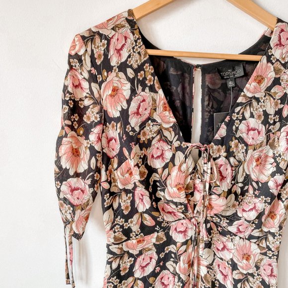 Topshop Tall Peony Blush Pink Tea Dress Sz 4 - Picture 6 of 10